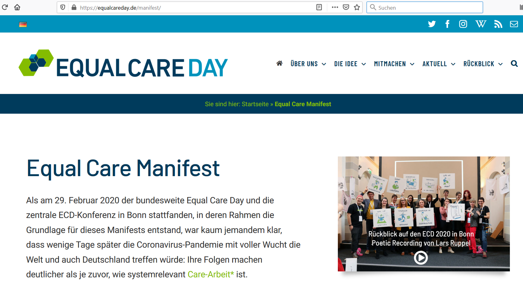 Screenshot Equal Care Manifest 19.05.2020