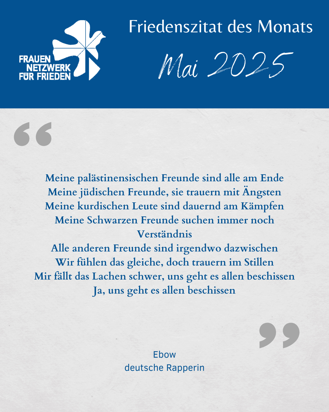Friedenszitat Mai 2025
