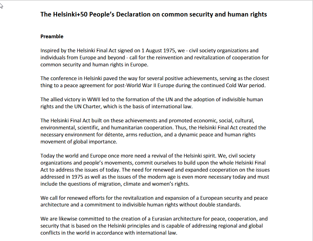 Helsinki Declaration Screenshot