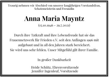 Traueranzeige Anna Maria